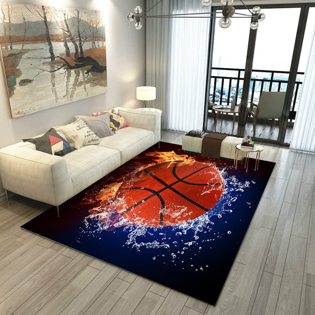 Basketball Vision Illusion Area Rug for Boys' Dorm and Living Room Decor