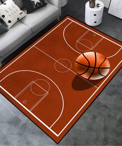 Basketball Wall Decor Area Rug for Boys' Room - Non-Slip Rubber Backing with Indoor Floor Carpet
