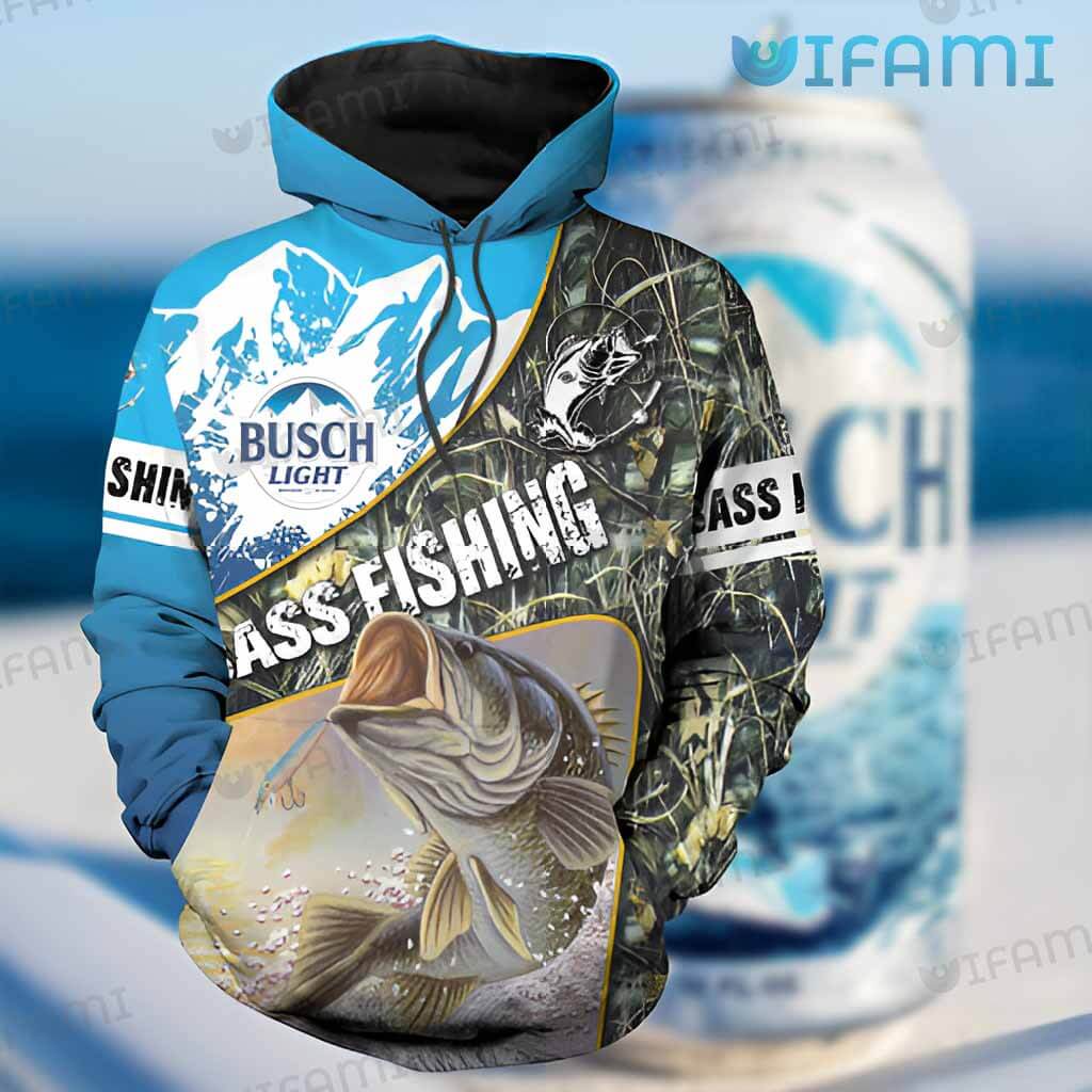 Bass Fishing Busch Light All Over Print Hoodie for Men - Beer Lovers Gift