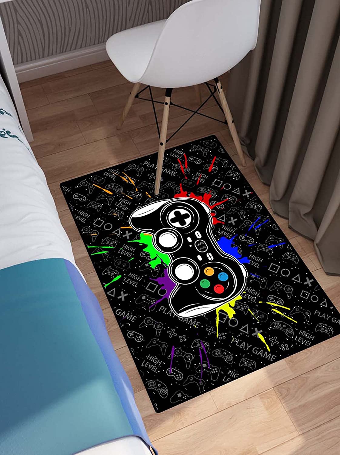 Bathroom Decor Floor Mat T-Shirt, Hoodie, Sweatshirt: Black Non-Slip Game Controller Area Rugs for Living Room Bedroom - Image 3