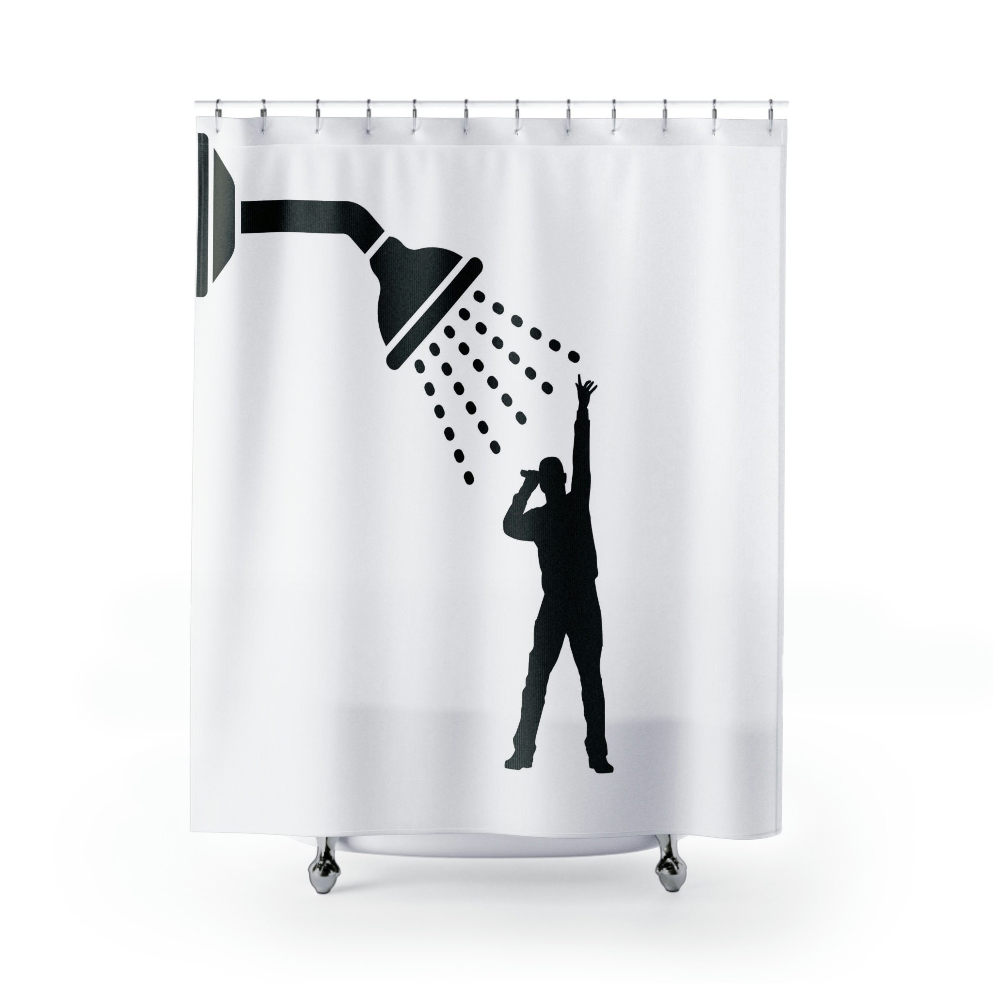 Bathroom Singer Shower Curtain with Funny Design - Housewarming Gift & Funny Bathroom Decor Included - Image 2