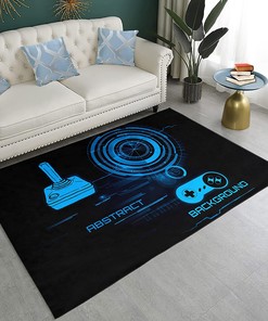 Bayson Game Flame Carpet with Game Console Design - Red and Black Area Rug