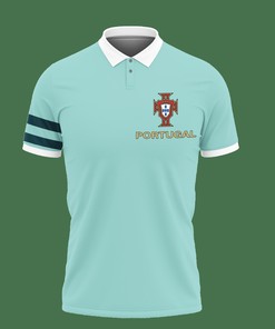 Be Bold and Confident in Mint with Our 3D Printed Cristiano Ronaldo Portugal TNT-LT Polo Shirt