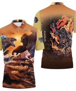Be Ready for the Ultimate War with Godzilla Vs. Kong Battle for the King Polo Shirt in Breathable Fabric