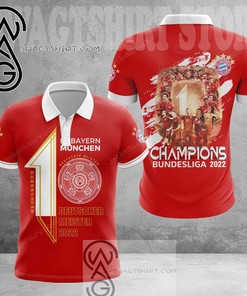 Be a Part of Bayern Munich's Winning Streak with the 2022 Champions Red Polo Shirt.