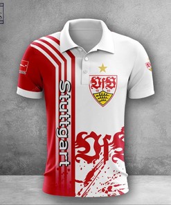 Be a Part of VfB Stuttgart Fan Club with 3D Bundesliga Polo Shirt for Athleisure Wear.