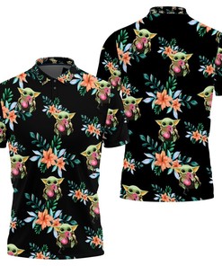 Be bold and colorful with our Personalized Baby Yoda Hugging Flamingos Polo Shirt