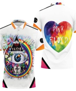 Be stylish and unique with this Art Pink Floyd Rainbow Triangle Glass Eye 3D All Over Print Polo Shirt.