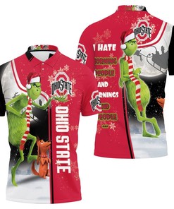 Be the center of attention with our Christmas Grinch Ohio State Buckeyes I Hate Morning People 3D jersey polo shirt