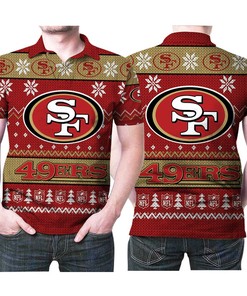 Be the life of the party with San Francisco 49ers Logo NFL Ugly Christmas 3D All Over Print Polo Shirt