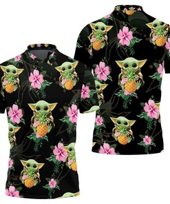 Be the life of the party with our Personalized Baby Yoda Hugging Pineapples Polo Shirt with Breathable Fabric