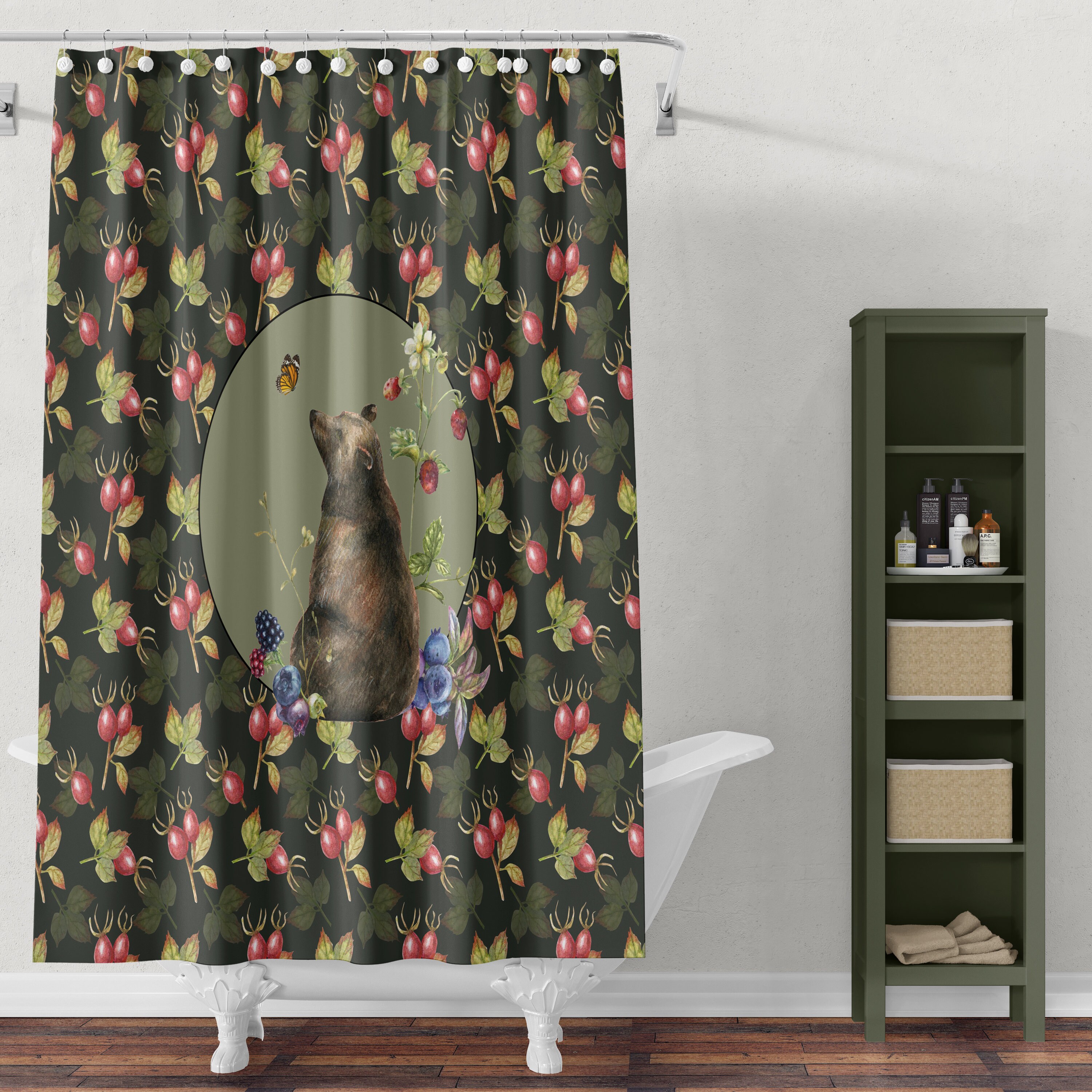 Bear Lodge Shower Curtain Set with Woodland Decor - Image 2