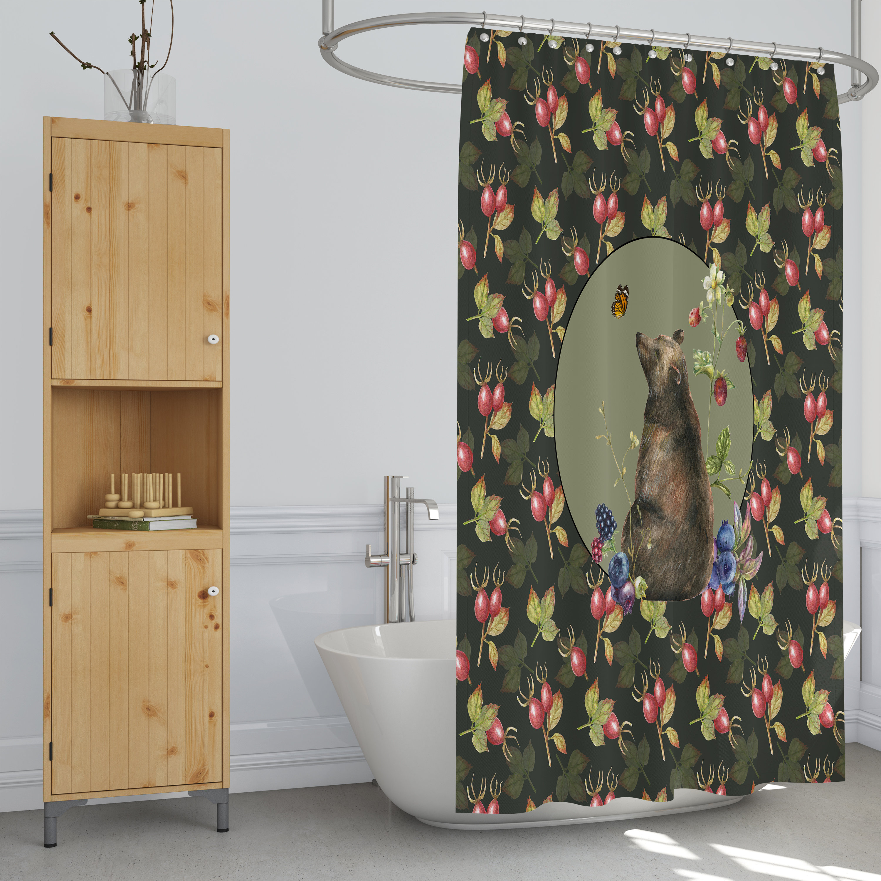 Bear Lodge Shower Curtain Set with Woodland Decor - Image 3
