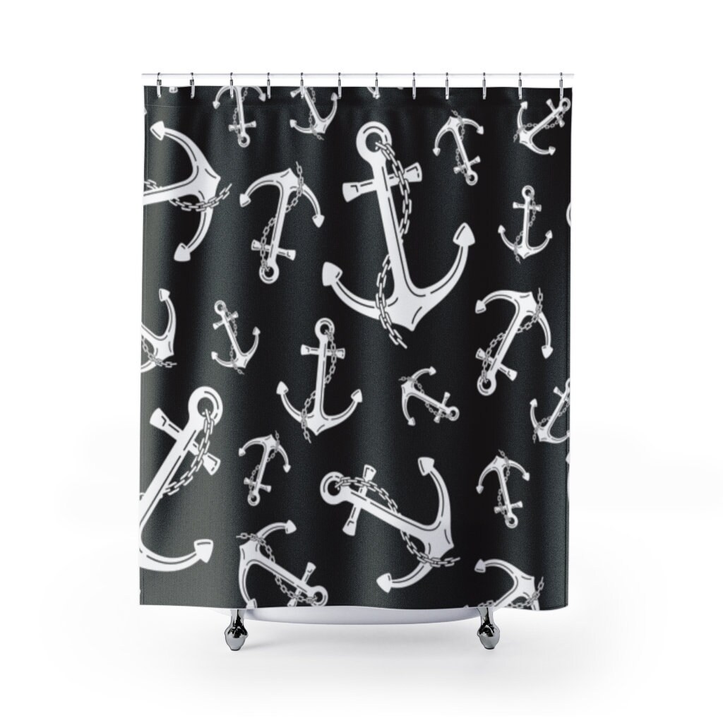 Become a Shipwrecked Pirate Anchor with this Shower Curtain