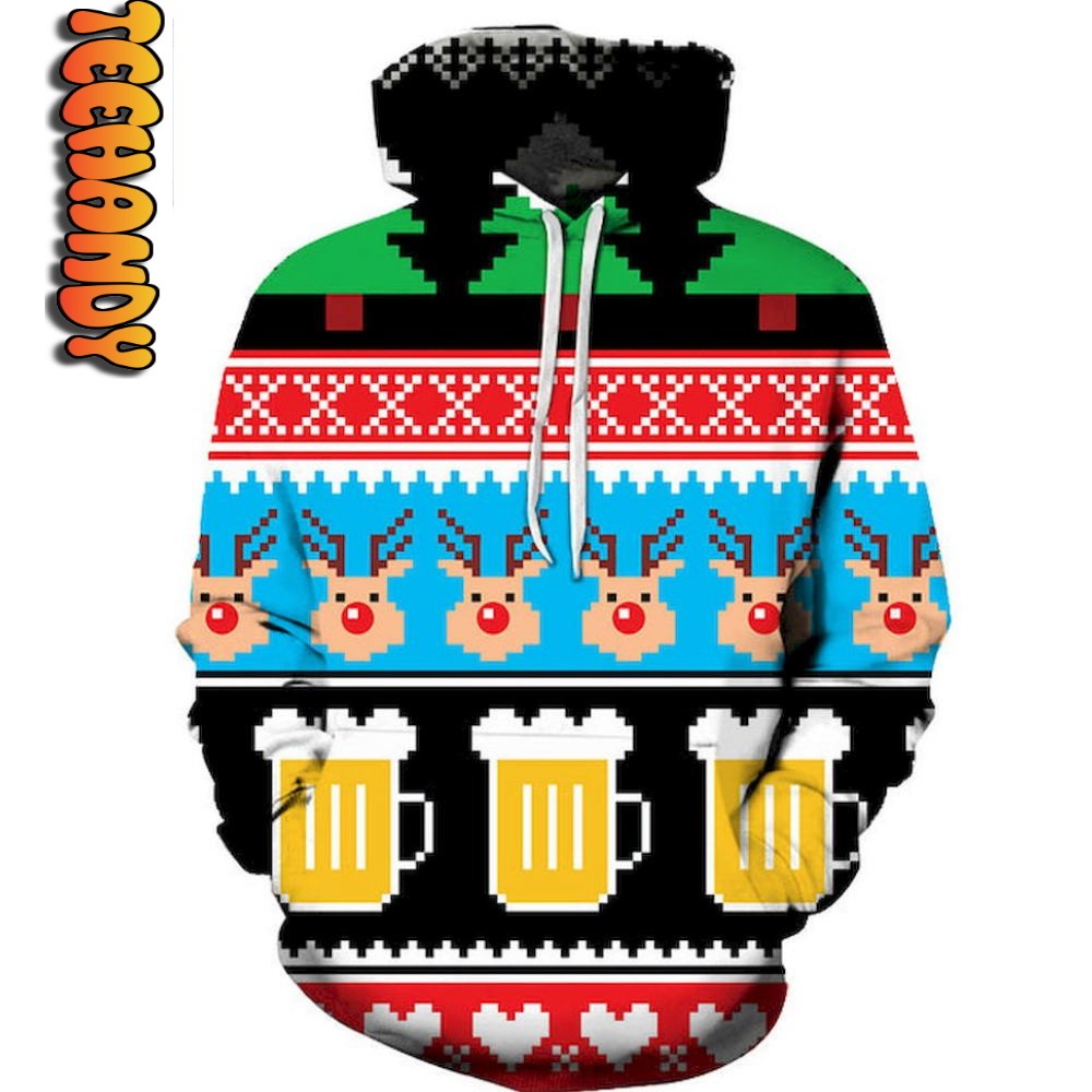 Beer Christmas All Over Print 3D Hoodie