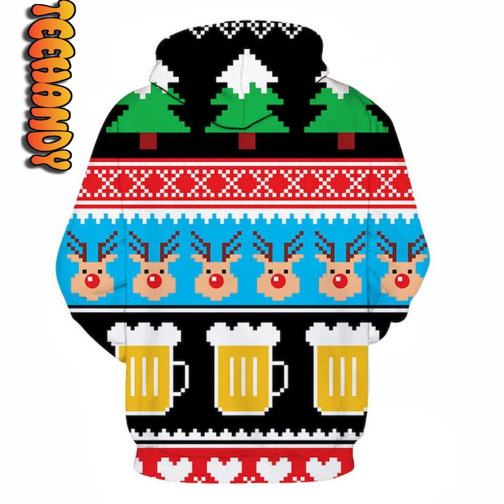 Beer Christmas All Over Print 3D Hoodie - Image 2