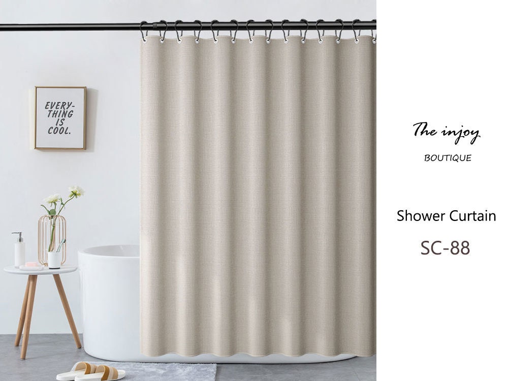 Beige Linen-textured Extra Thick Disney Shower Curtain, Perfect for a Minimalist Bathroom Decor