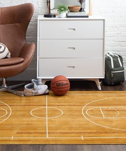 Beige Mohawk Home Kids Sports Playroom Area Rug - Durable Basketball Court Rug for Any Space