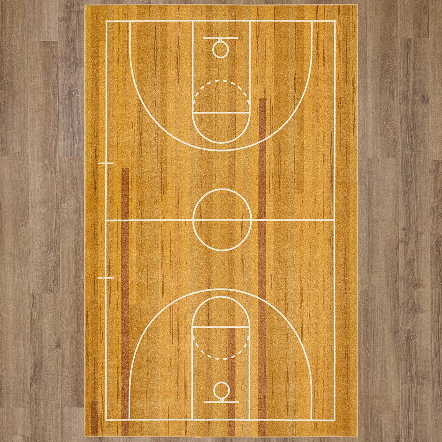 Beige Mohawk Home Kids Sports Playroom Area Rug - Durable Basketball Court Rug for Any Space - Image 2