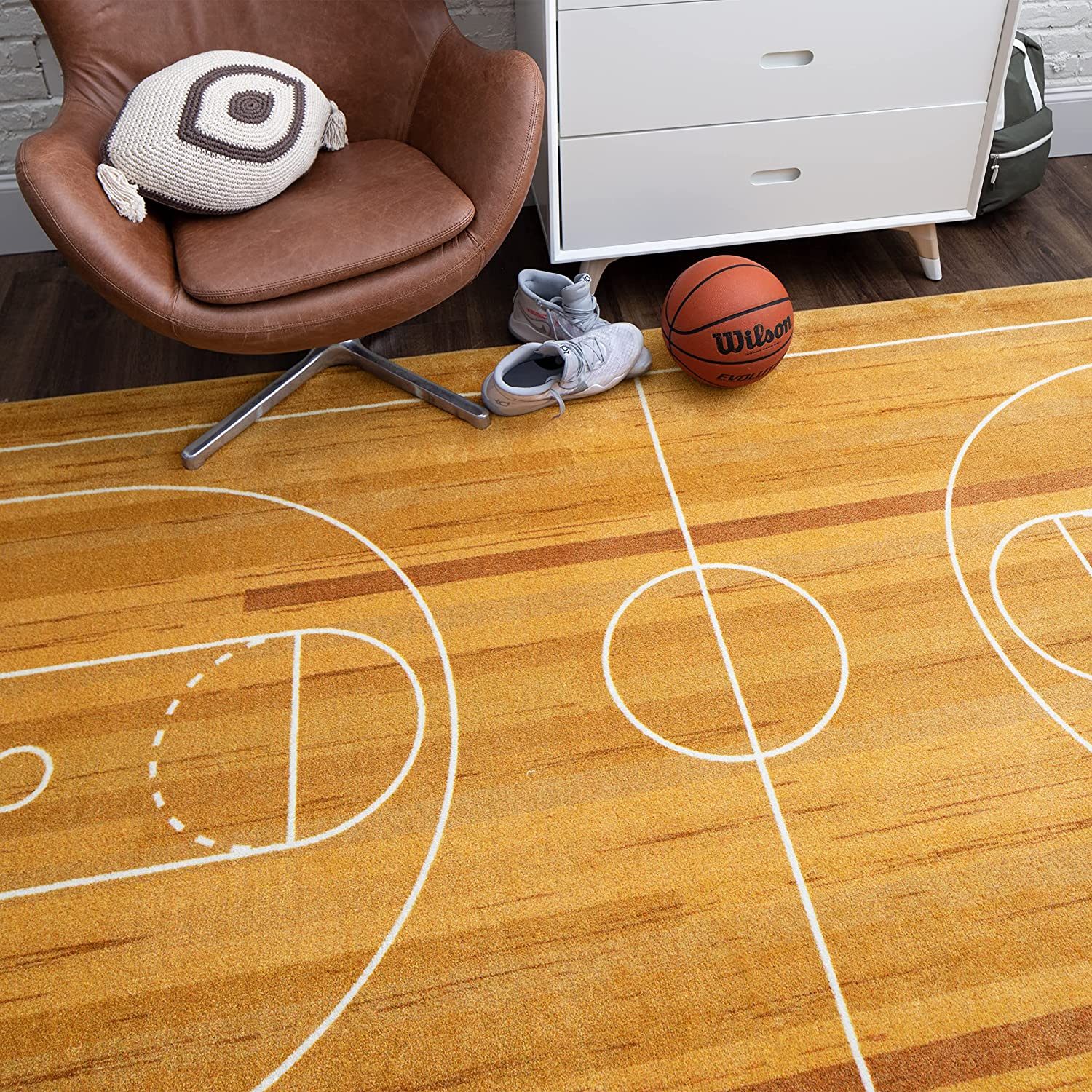 Beige Mohawk Home Kids Sports Playroom Area Rug - Durable Basketball Court Rug for Any Space - Image 3