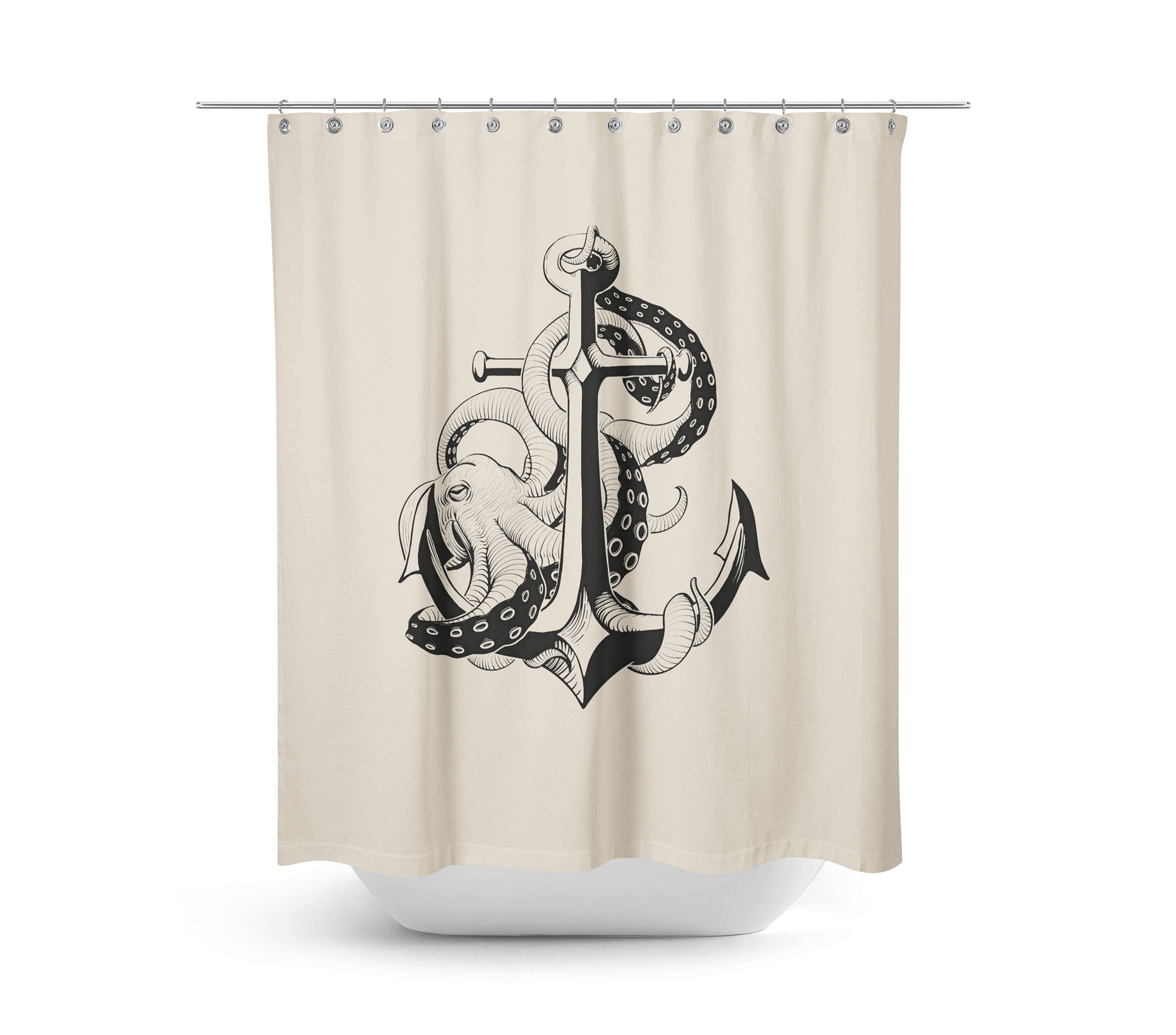 Beige Octopus Disney Shower Curtain for an Underwater Oasis Bathroom - Image 2