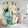 Beige, Orange, and Mint Green Starburst Mod Cat Mid Century Modern Shower Curtain for a Chic Bathroom