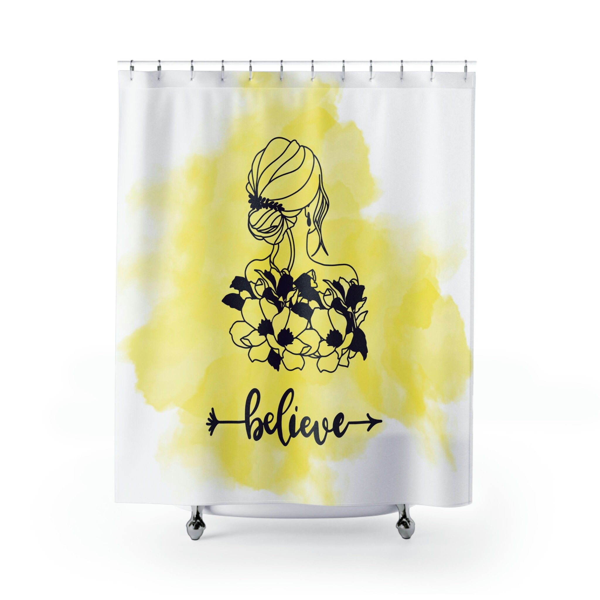 Believe Shower Curtain | Line Art Modern Bathroom Decor | Waterproof Shower Curtain | Bathroom Shower Curtain - Image 2