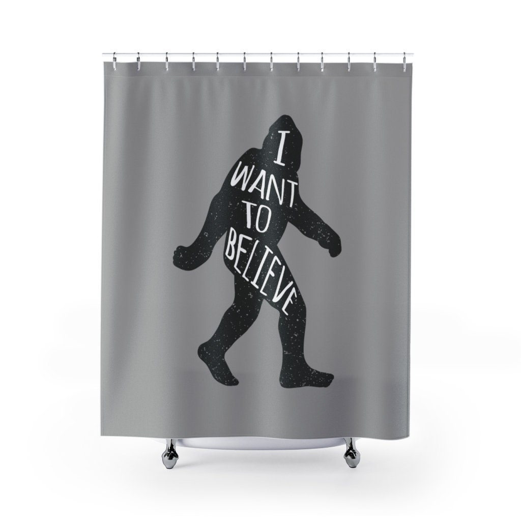 Believe in Bigfoot with this Bigfoot I Want to Believe Shower Curtain