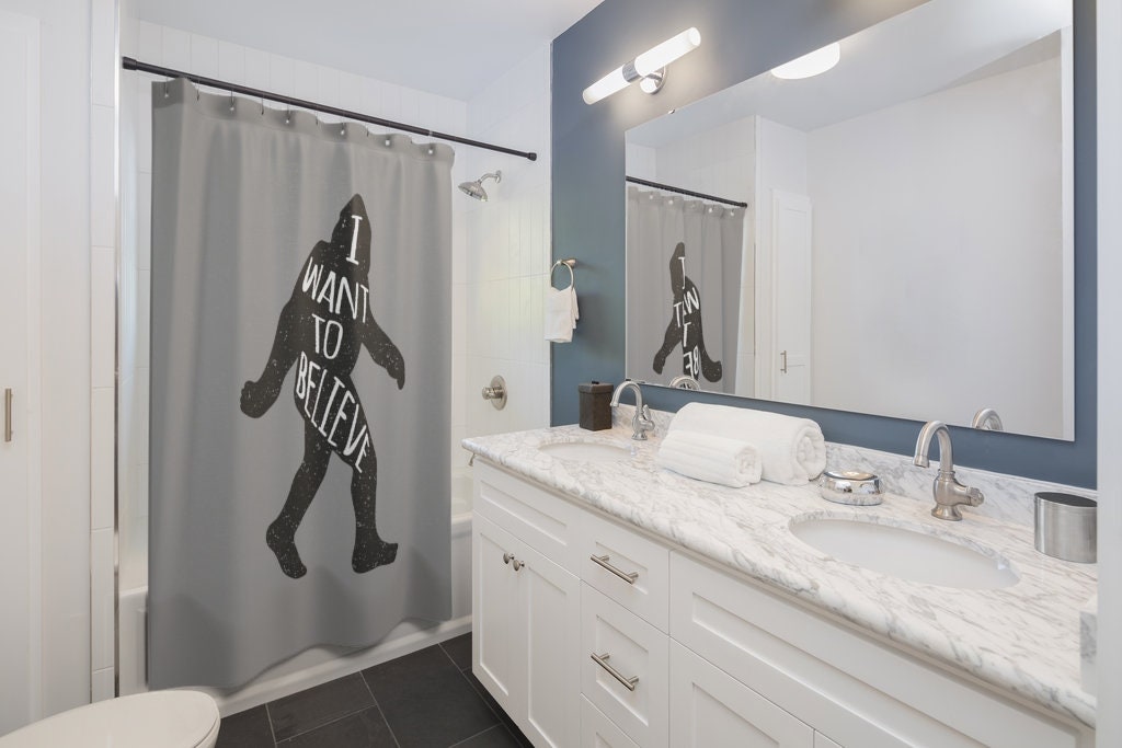 Believe in Bigfoot with this Bigfoot I Want to Believe Shower Curtain - Image 2