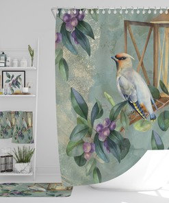 Bird Floral Shower Curtain for Bathroom Decor