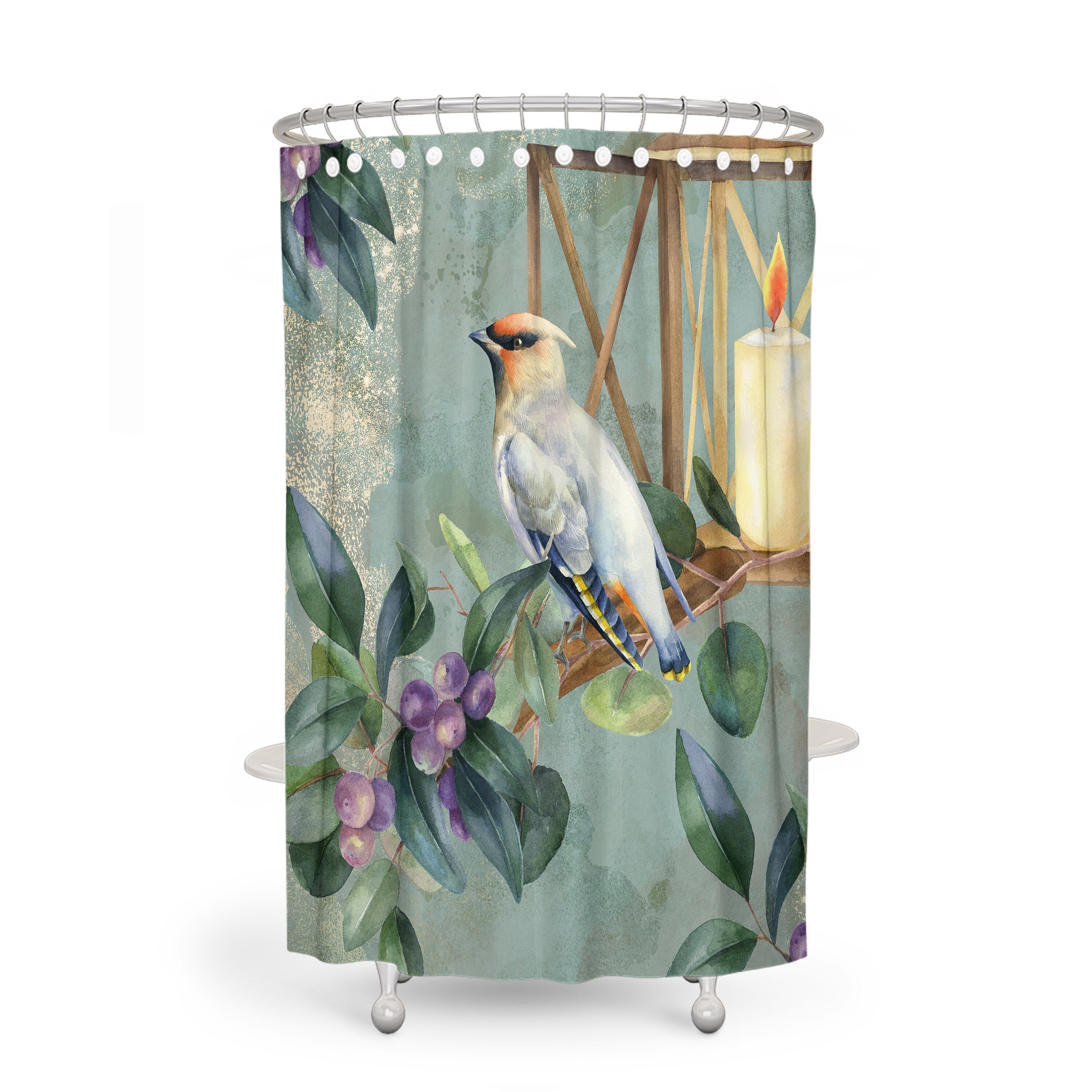 Bird Floral Shower Curtain for Bathroom Decor - Image 2
