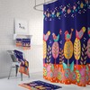 Bird Shower Curtain, Colorful Folk Art Bathroom Decor, Exotic Bath Art