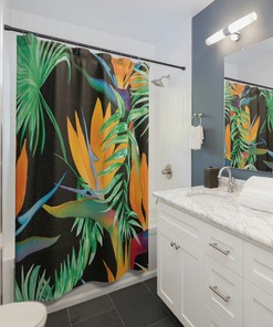 Bird of Paradise Tropical Shower Curtain | Floral Tropical Prints | Bathroom Accessories | Friend Gifts
