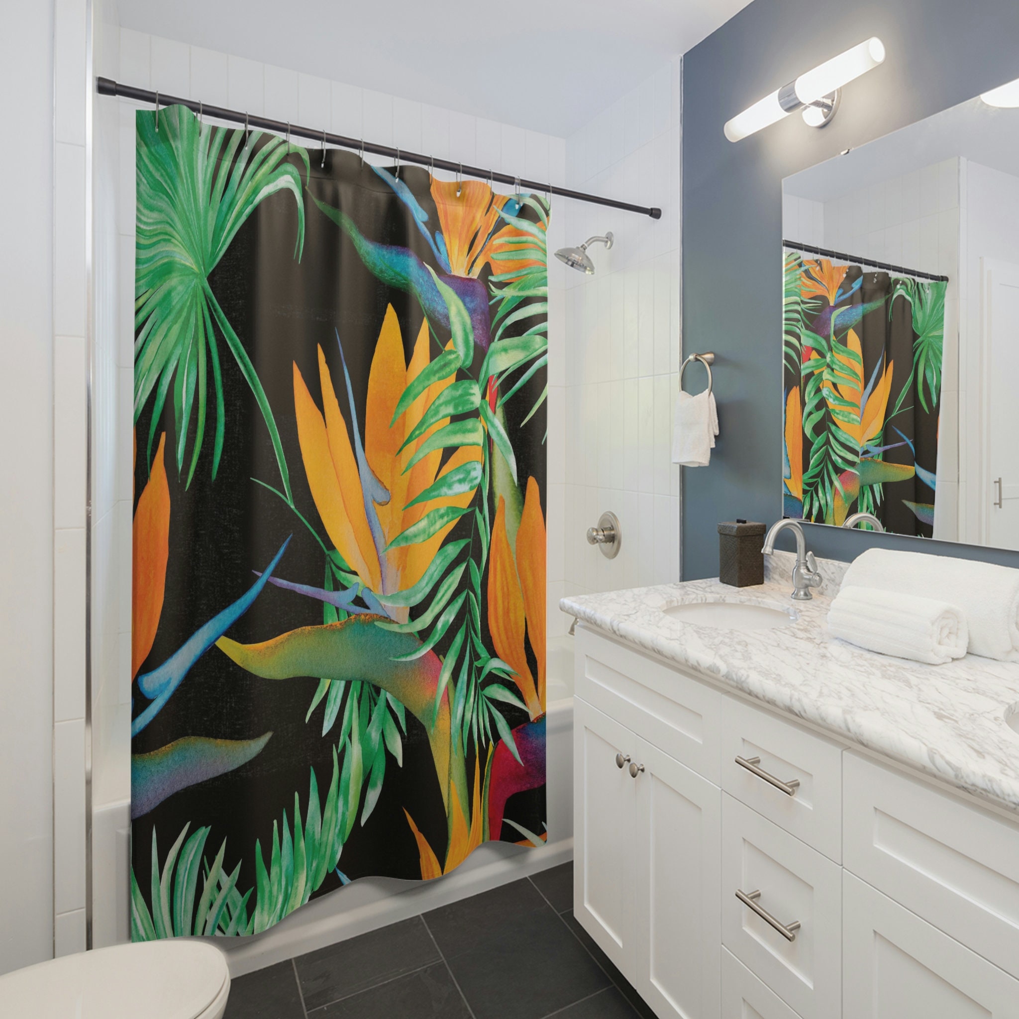 Bird of Paradise Tropical Shower Curtain | Floral Tropical Prints | Bathroom Accessories | Friend Gifts