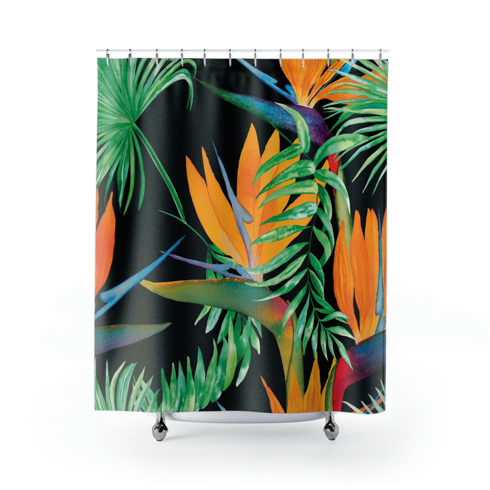 Bird of Paradise Tropical Shower Curtain | Floral Tropical Prints | Bathroom Accessories | Friend Gifts - Image 2