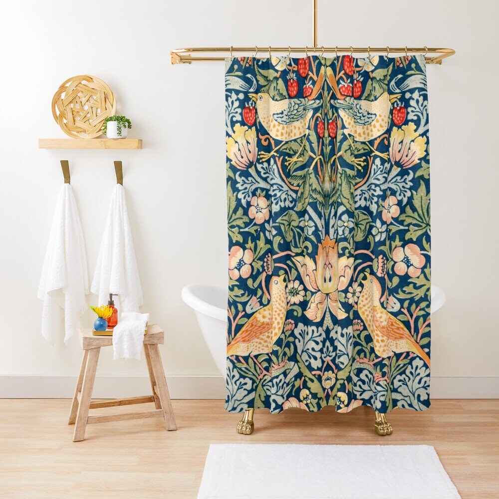 Birds Boho Shower Curtain with Art Nouveau and Eco-Friendly Design - Perfect for Any Bath Decor - Image 2
