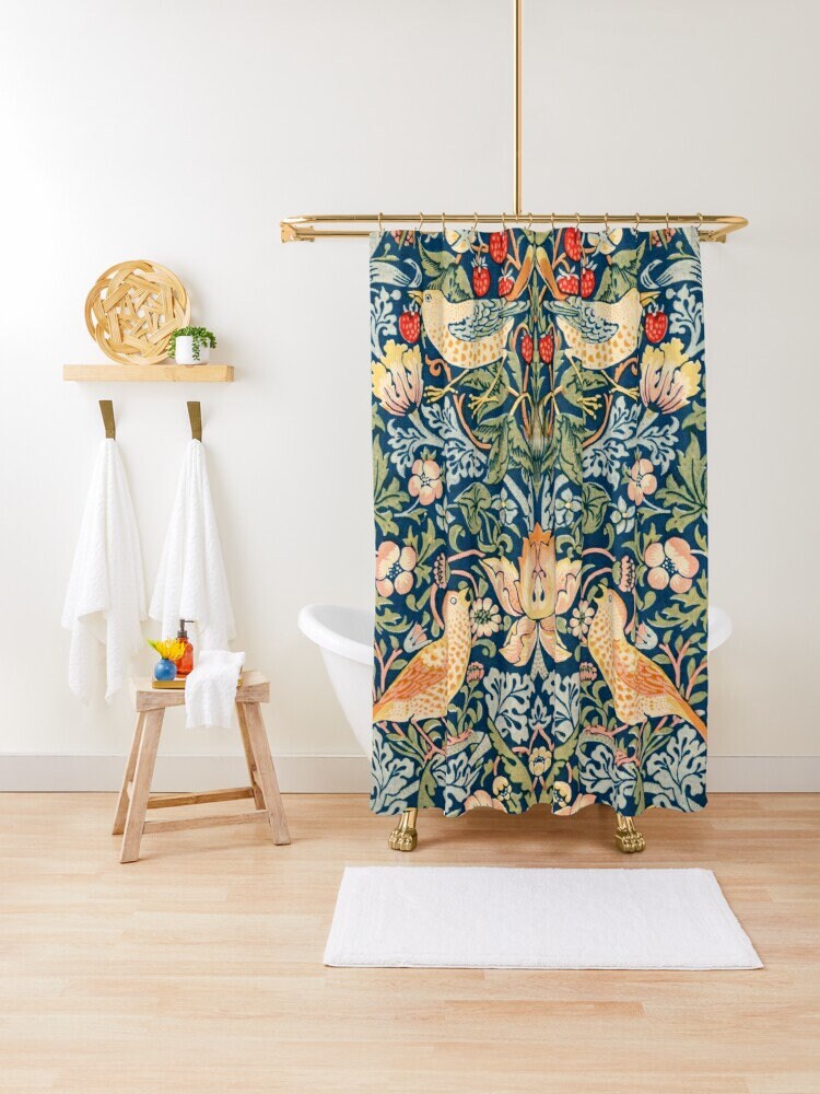 Birds Boho Shower Curtain with Art Nouveau and Eco-Friendly Design - Perfect for Any Bath Decor - Image 3