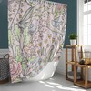 Birds in Floral Garden Shower Curtain | Pink Summer Flowers with Leaves | Fabric Bathroom Curtain Set