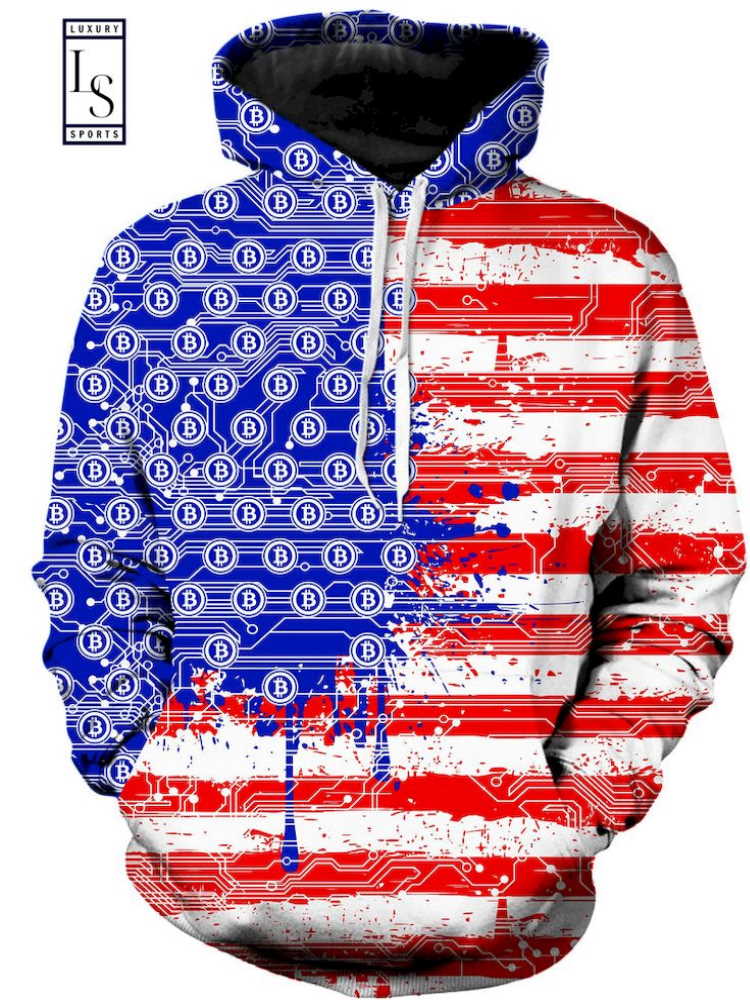 Bitcoin Flag USA All Over Print 3D Hoodie