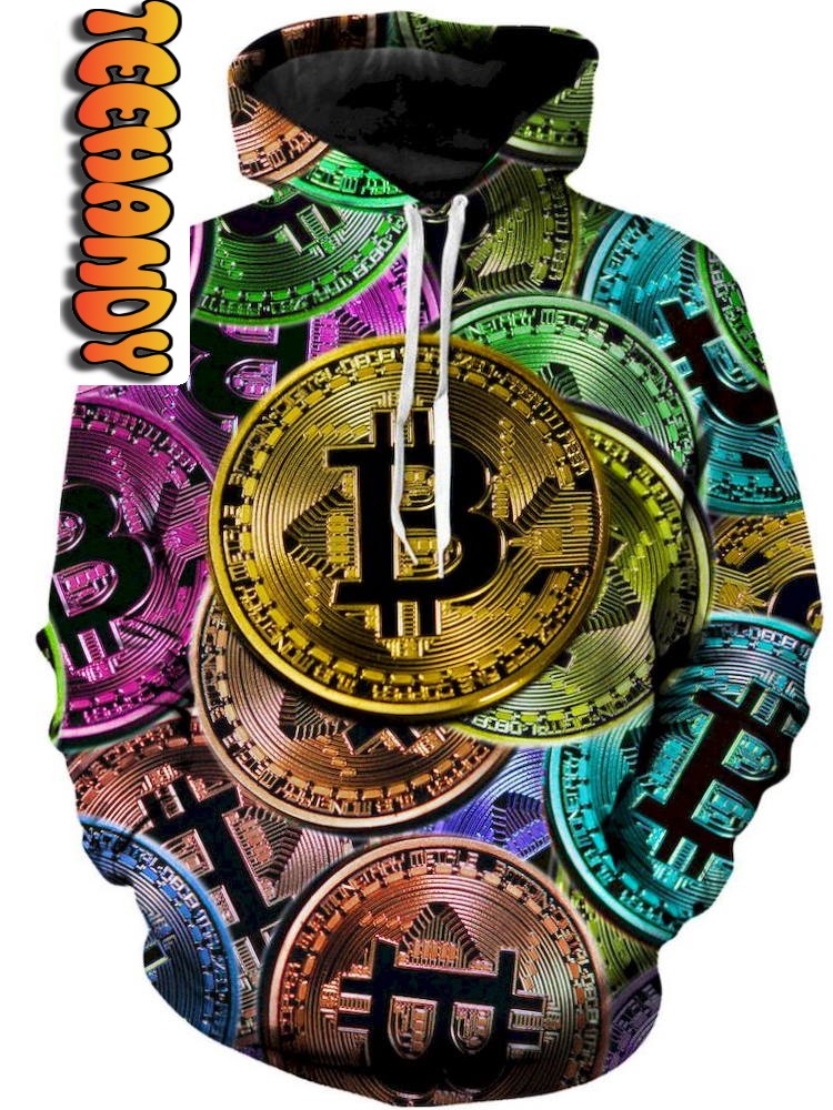 Bitcoin Pattern All Over Print 3D Hoodie Full Size
