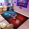 Black 3D Printed Gamer Area Rug for Kids' Playroom: Non-Slip Floor Mats with Controller and Gamepad Design