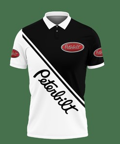 Black 3D Printed Peterbilt Vth-Hl Polo Shirt with Breathable Fabric
