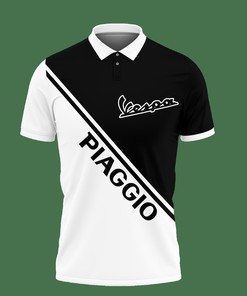Black 3D Printed Piaggio Vespa Nct-Ht Polo Shirt with Personalized All Over Print