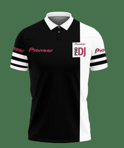 Black 3D Printed Pioneer DJ Nth-Lt Polo Shirt with Breathable Fabric