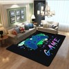 Black Anime Gamer Area Rug for Bedroom or Living Room: Non-Slip Floor Mat with Video Game Controller Pattern