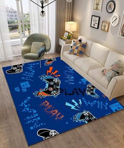 Black Area Rug Gaming Room Rug with Gamepad Design - Ideal for Kids Boys Bedroom and Living Room