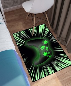 Black Blue Gamer Area Rugs for Boys' Bedrooms with Gaming Rug for Home Decor and Video Game Area Rugs