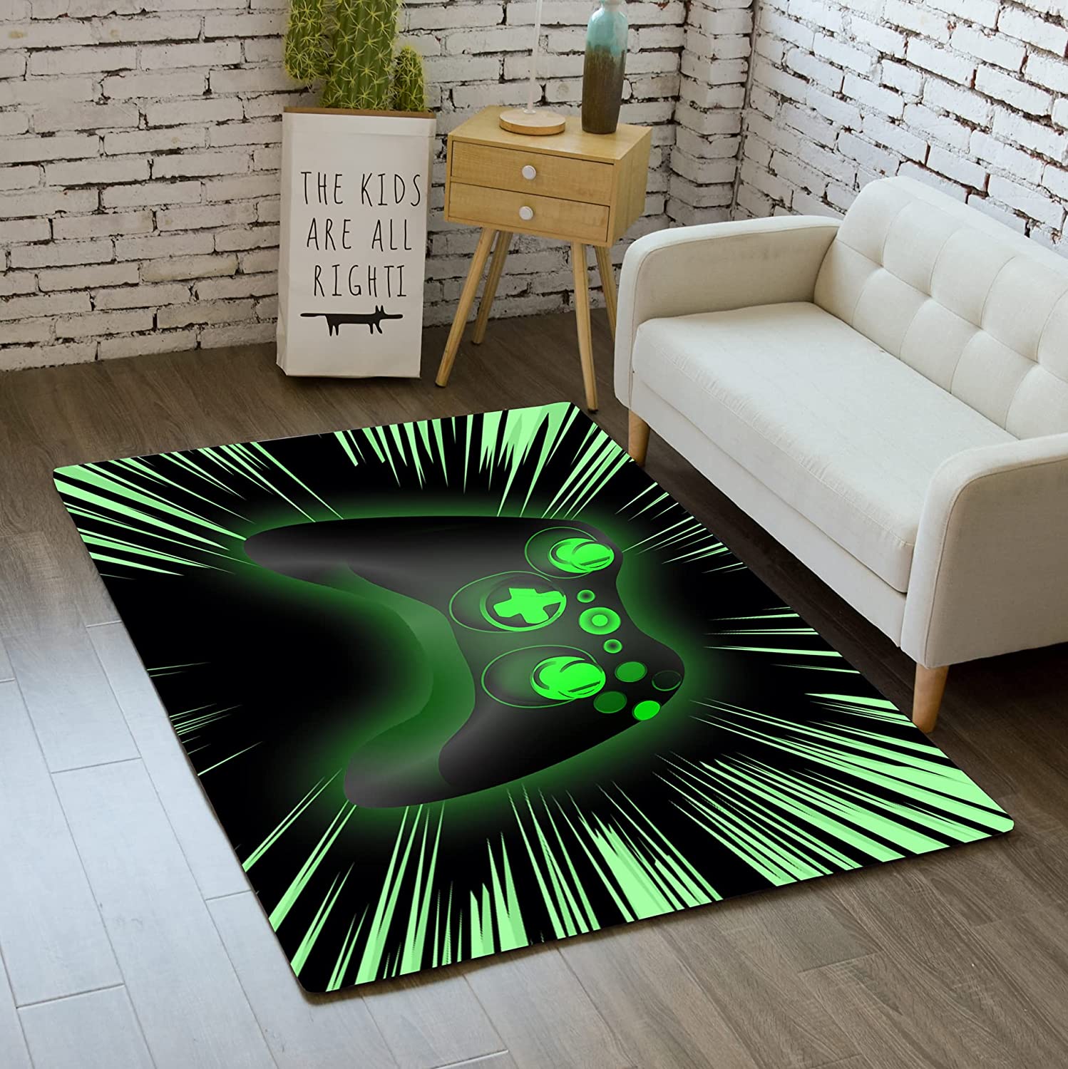 Black Blue Gamer Area Rugs for Boys' Bedrooms with Gaming Rug for Home Decor and Video Game Area Rugs - Image 2