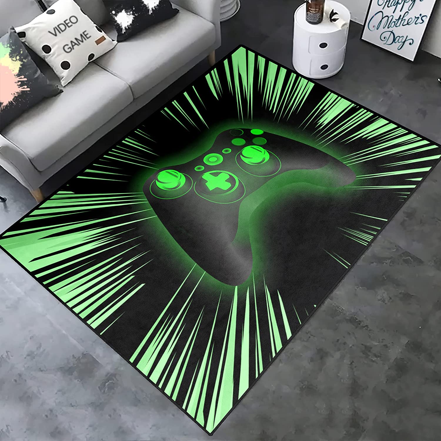 Black Blue Gamer Area Rugs for Boys' Bedrooms with Gaming Rug for Home Decor and Video Game Area Rugs - Image 4