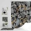 Black Foliage Shower Curtain with Coordinating Bath Mat and Towels